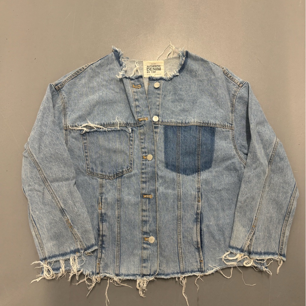 Zara Frayed Denim Jacket  L